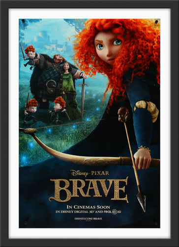 An original movie poster for the Disney and Pixar film Brave