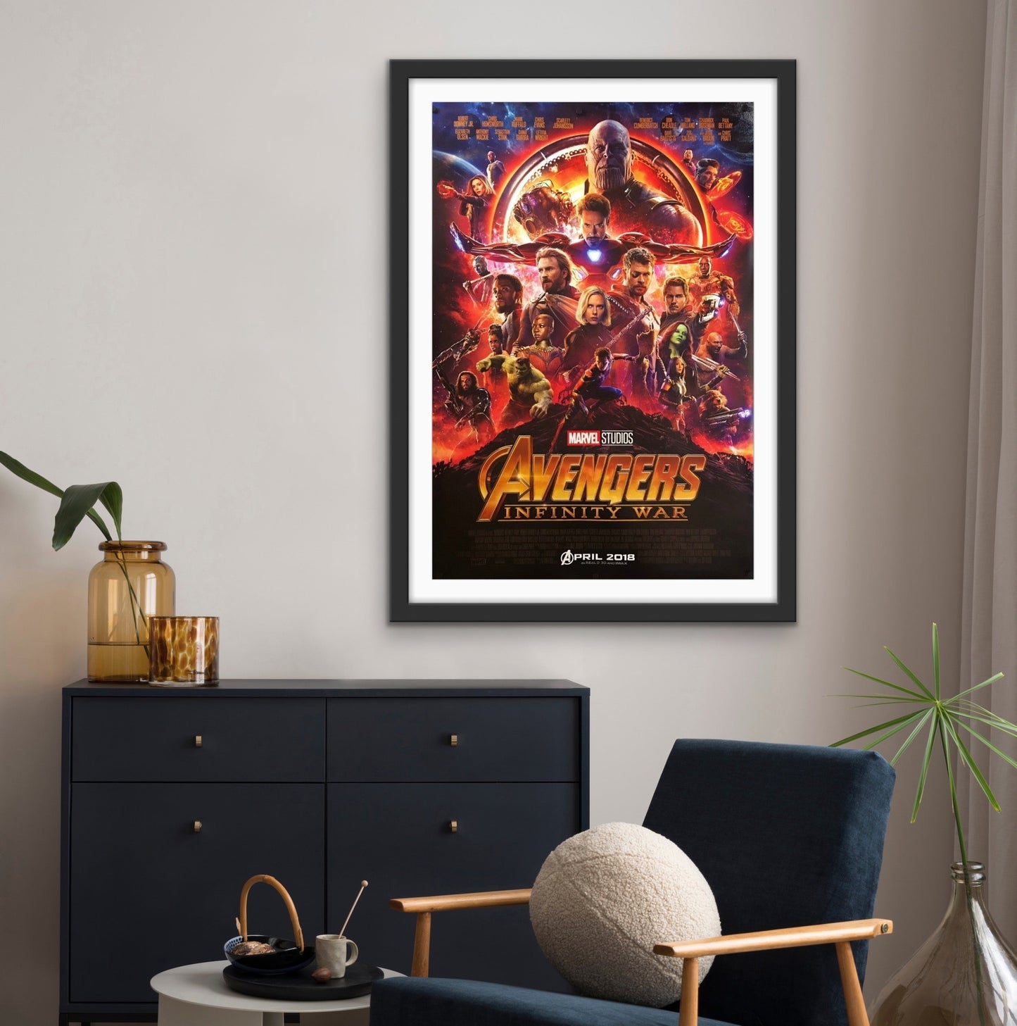 An original movie poster for the Marvel film Avenger Infinity War