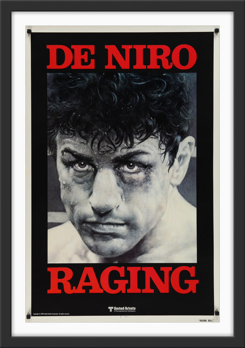 An original movie poster for the Robert De Nito film Raging Bull