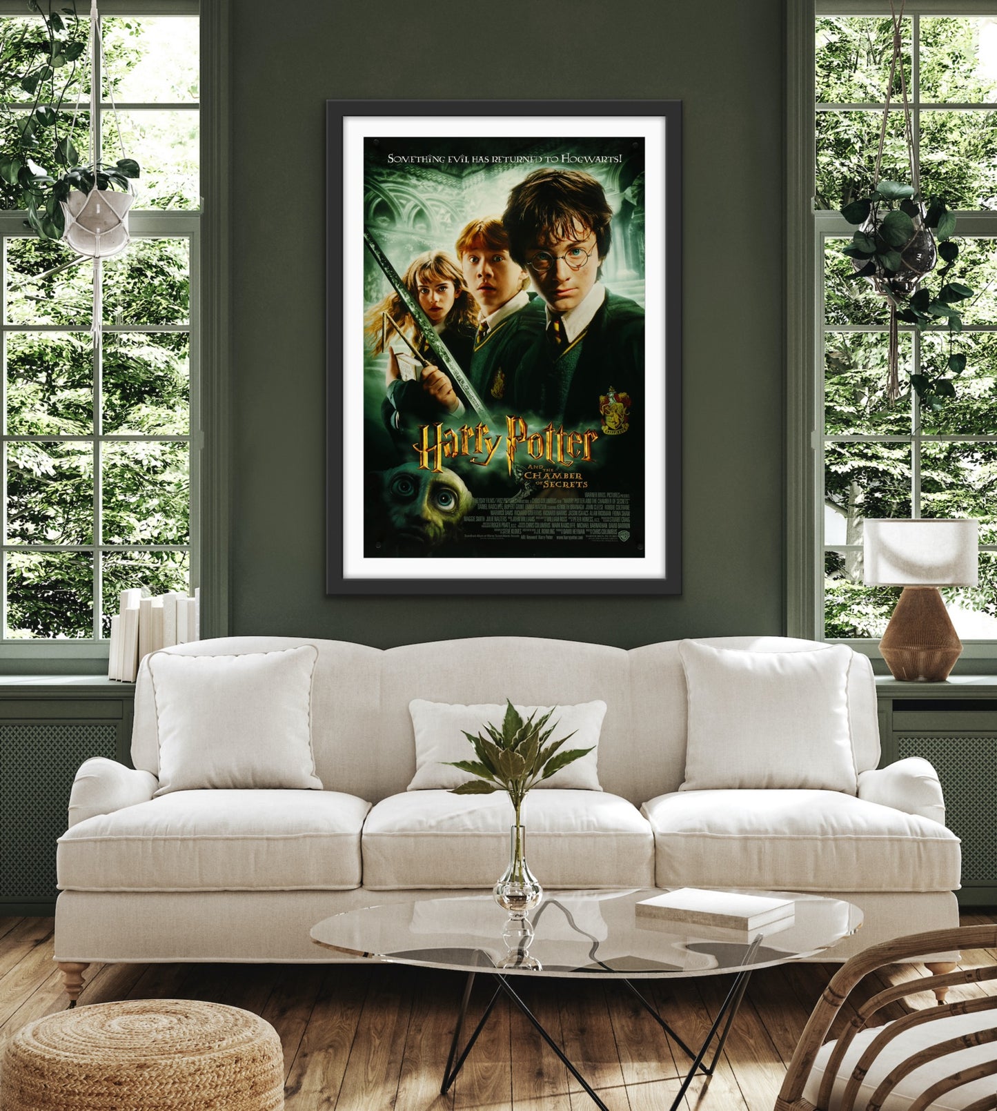 An original movie poster for the film Harry Potter and the Chamber of Secrets
