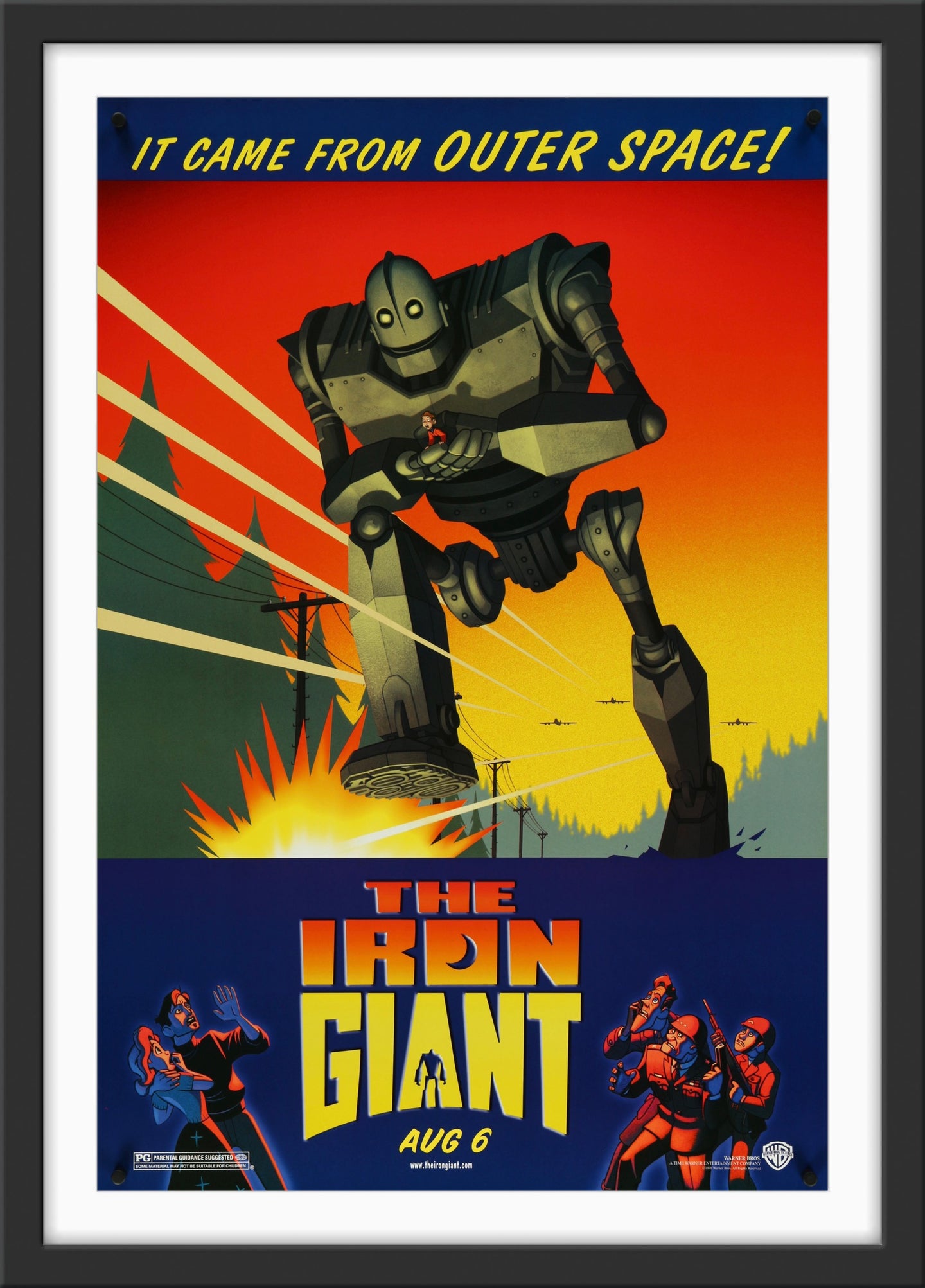 An original movie poster for the animated film The Iron Giant