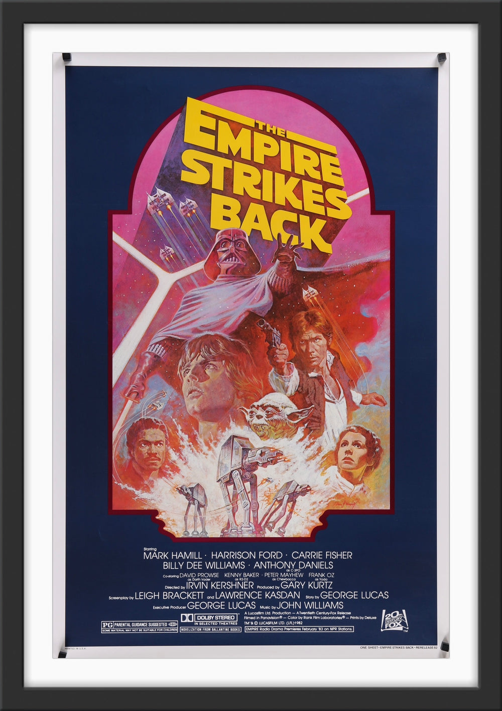 An original movie poster for the Star Wars film The Empire Strikes Back