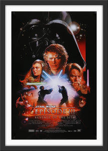 An original movie poster for the Star Wars film Revenge of the Sith with artwork by Drew Struzan
