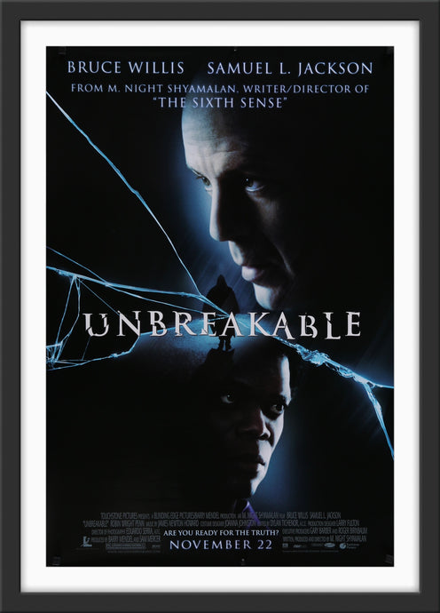 An original movie poster for the M. Night Shyamalan film Unbreakablefilm
