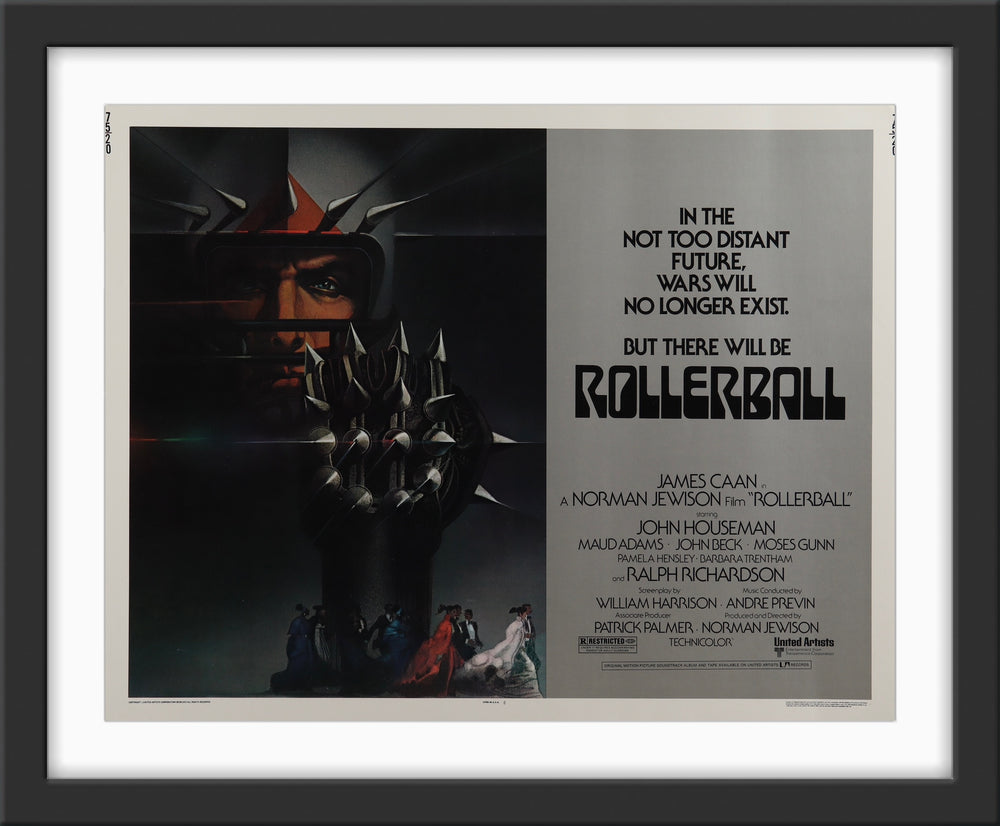 An originsl half sheet movie poster for the James Caan film Rollerball