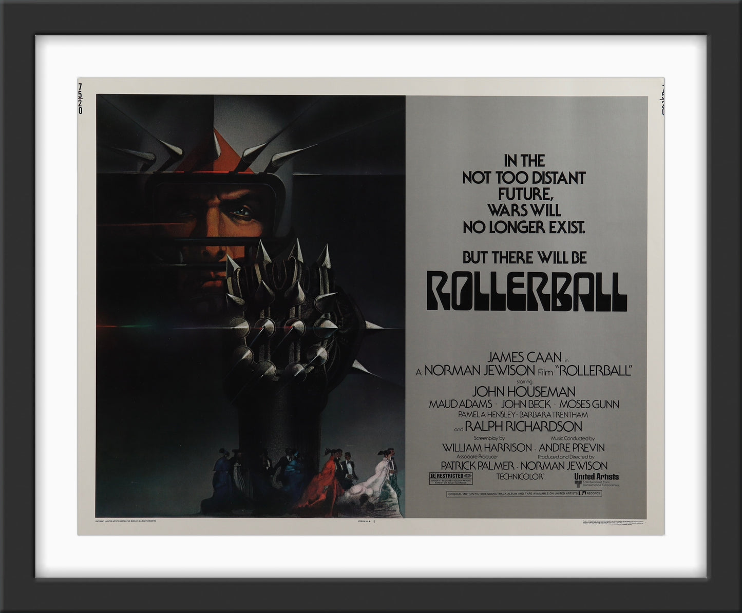 An original half sheet movie poster for the James Caan film Rollerball