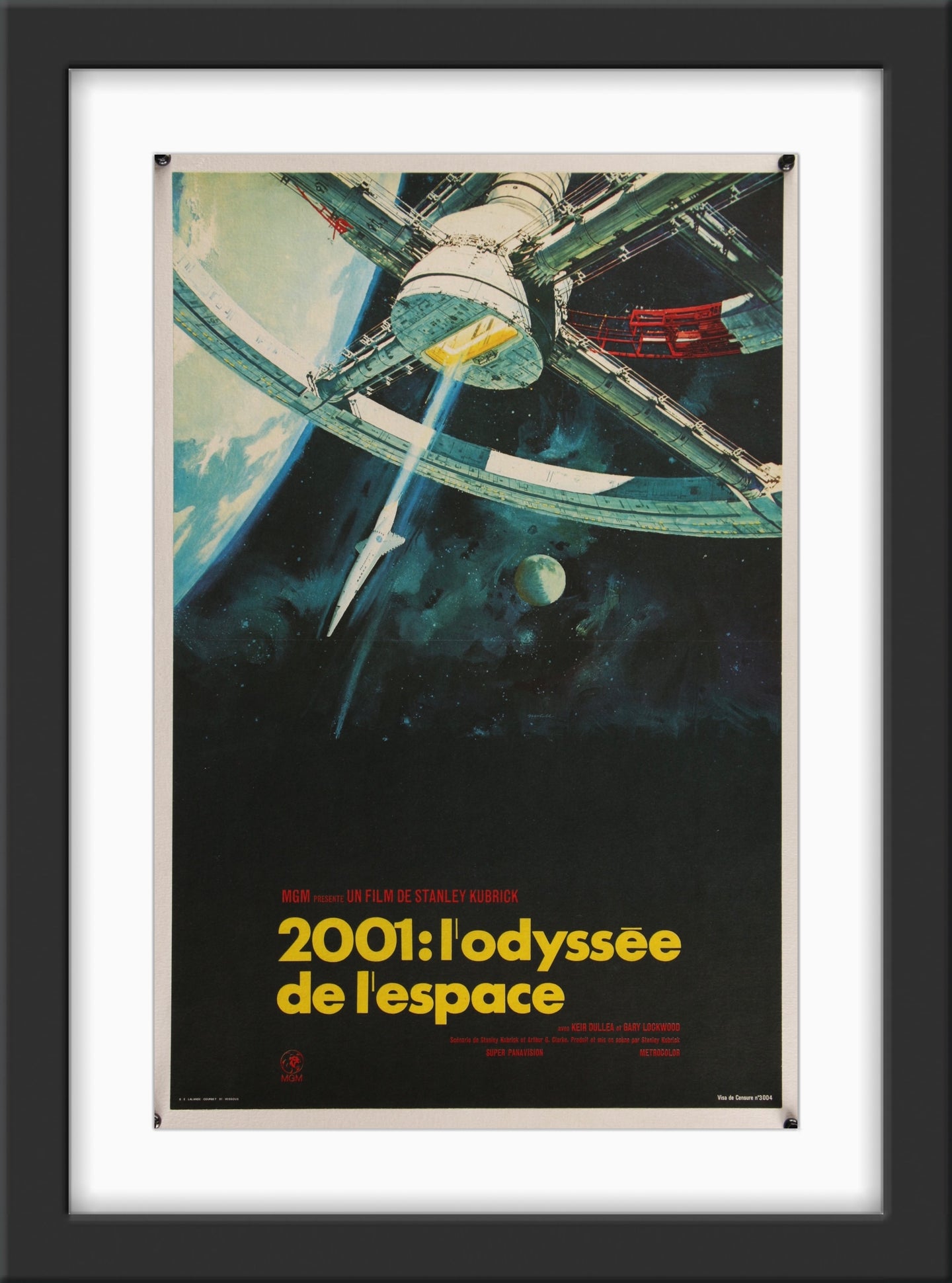 An original French Petite movie poster for the Stanley Kubrick film 2001: A Space Odyssey