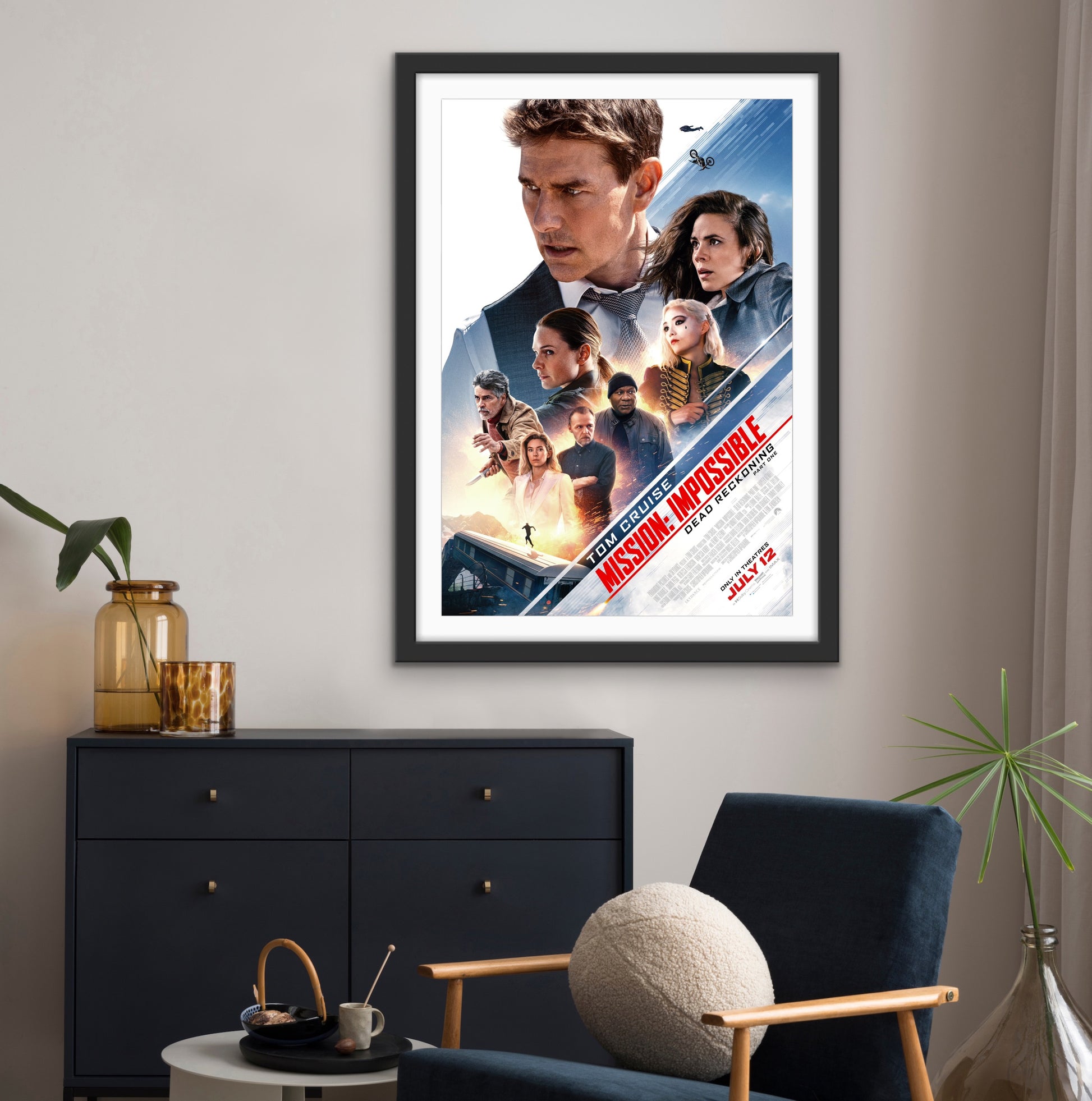 An original movie poster for the Tom Cruise film Mission: Impossible Dead Reckoning - Part 1