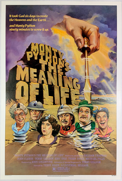 An original movie poster for the film Monty Python's Meaning of Life
