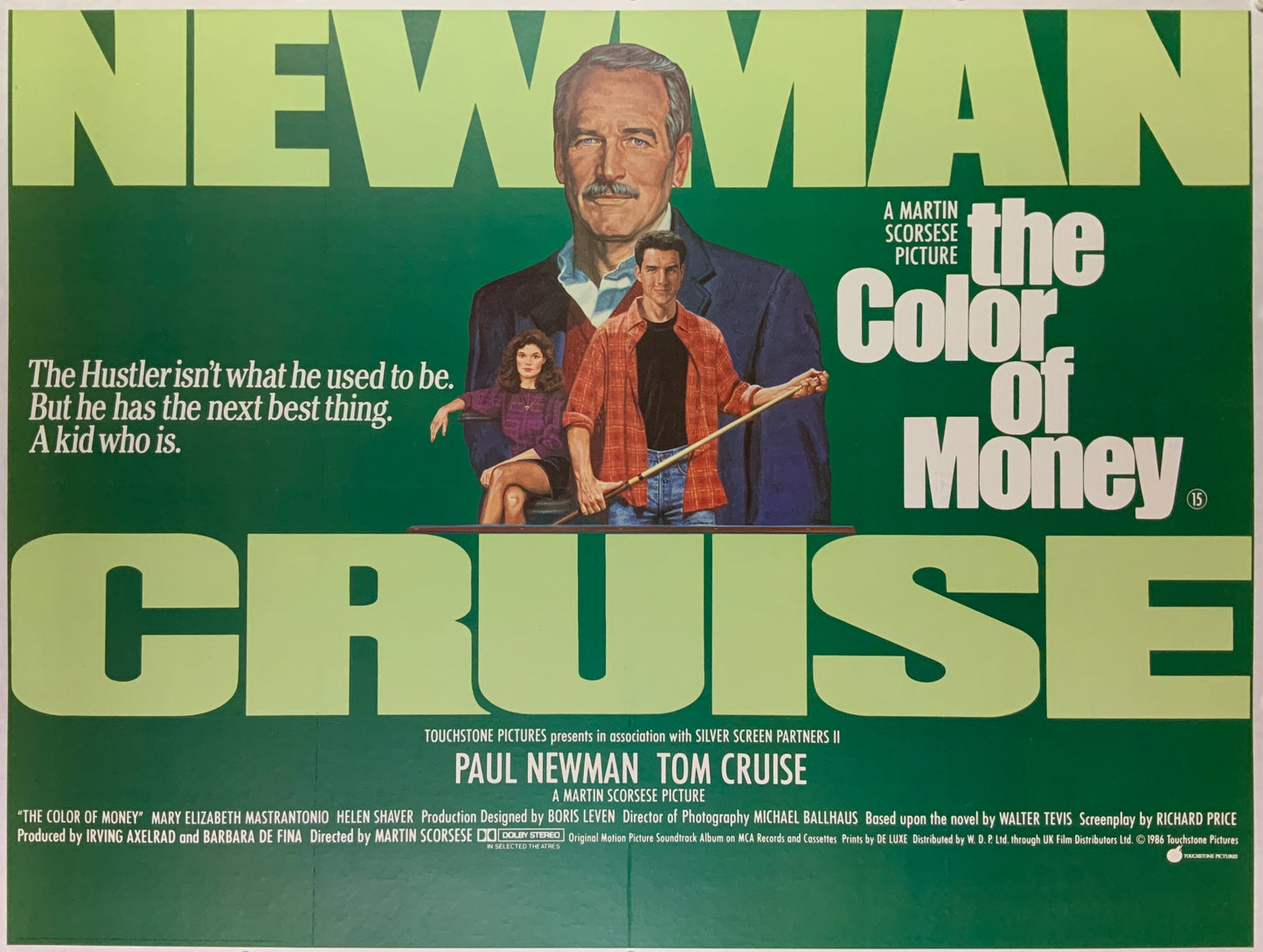 An original movie poster for the film The Color of Money