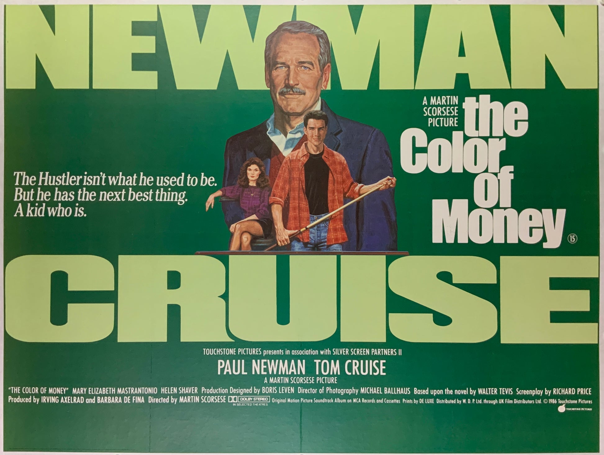 An original movie poster for the film The Color of Money