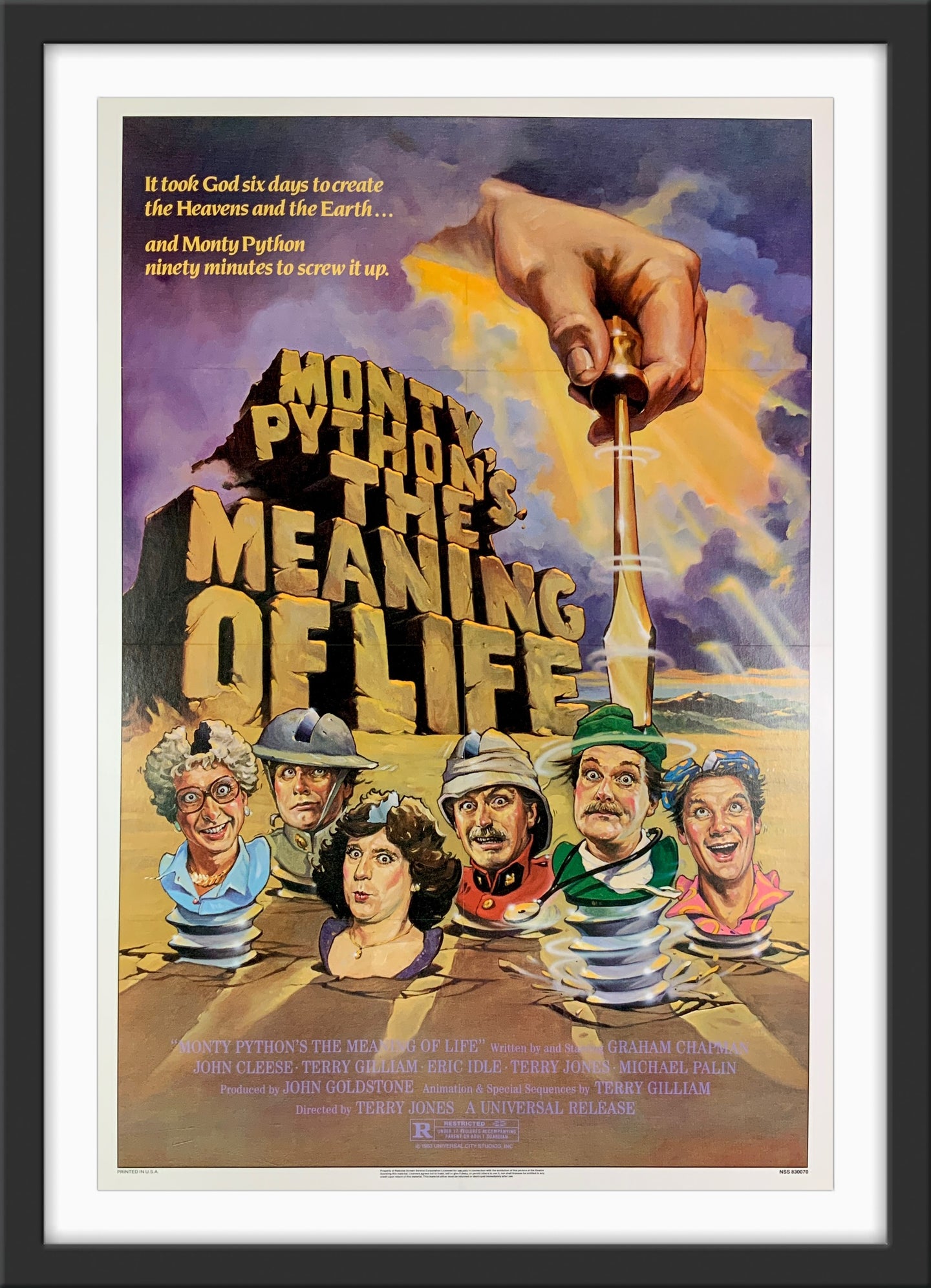 An original movie poster for the film Monty Python's Meaning of Life