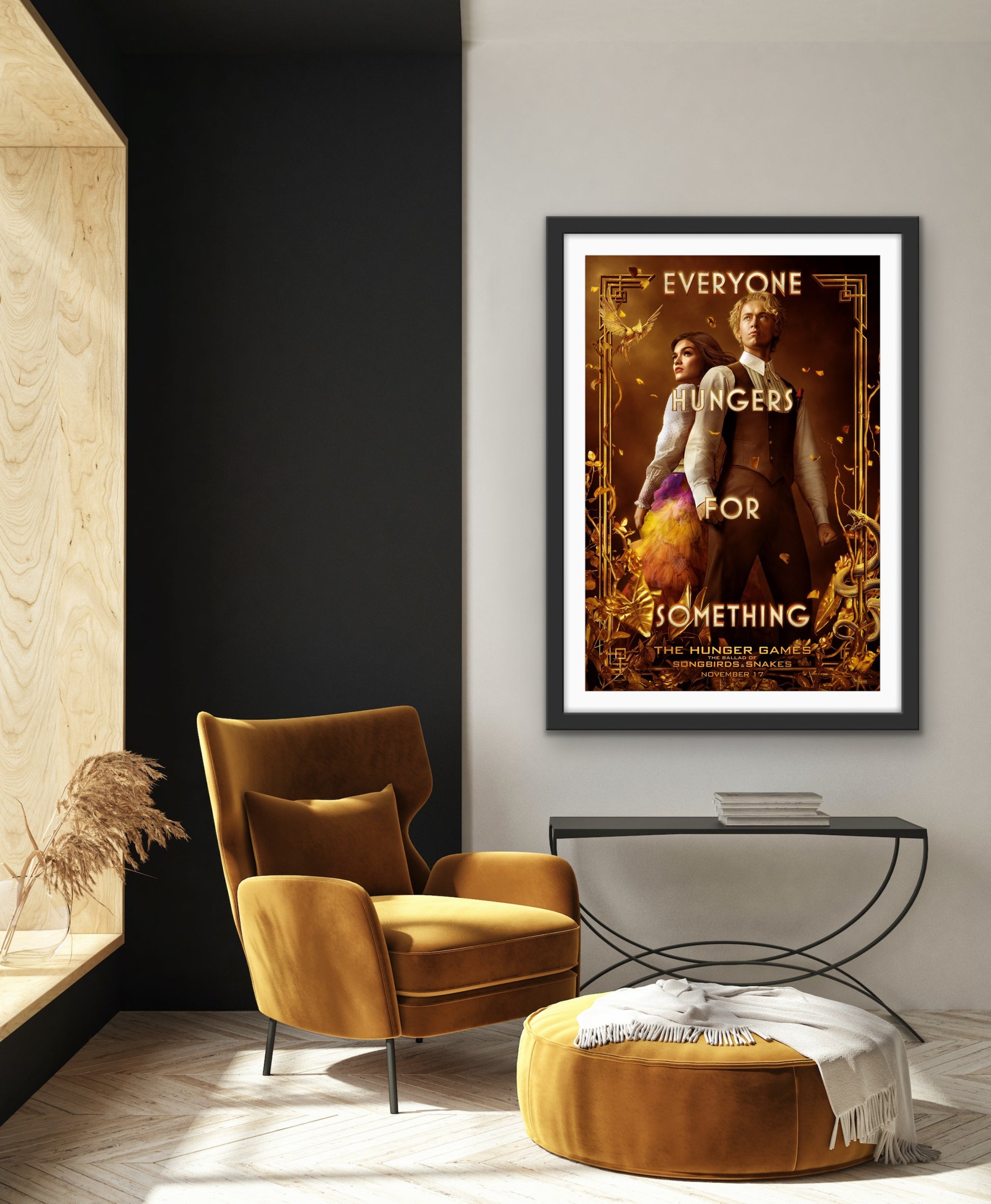 An original movie poster for the Hunger Games film The Ballad of Songbirds and Snakes