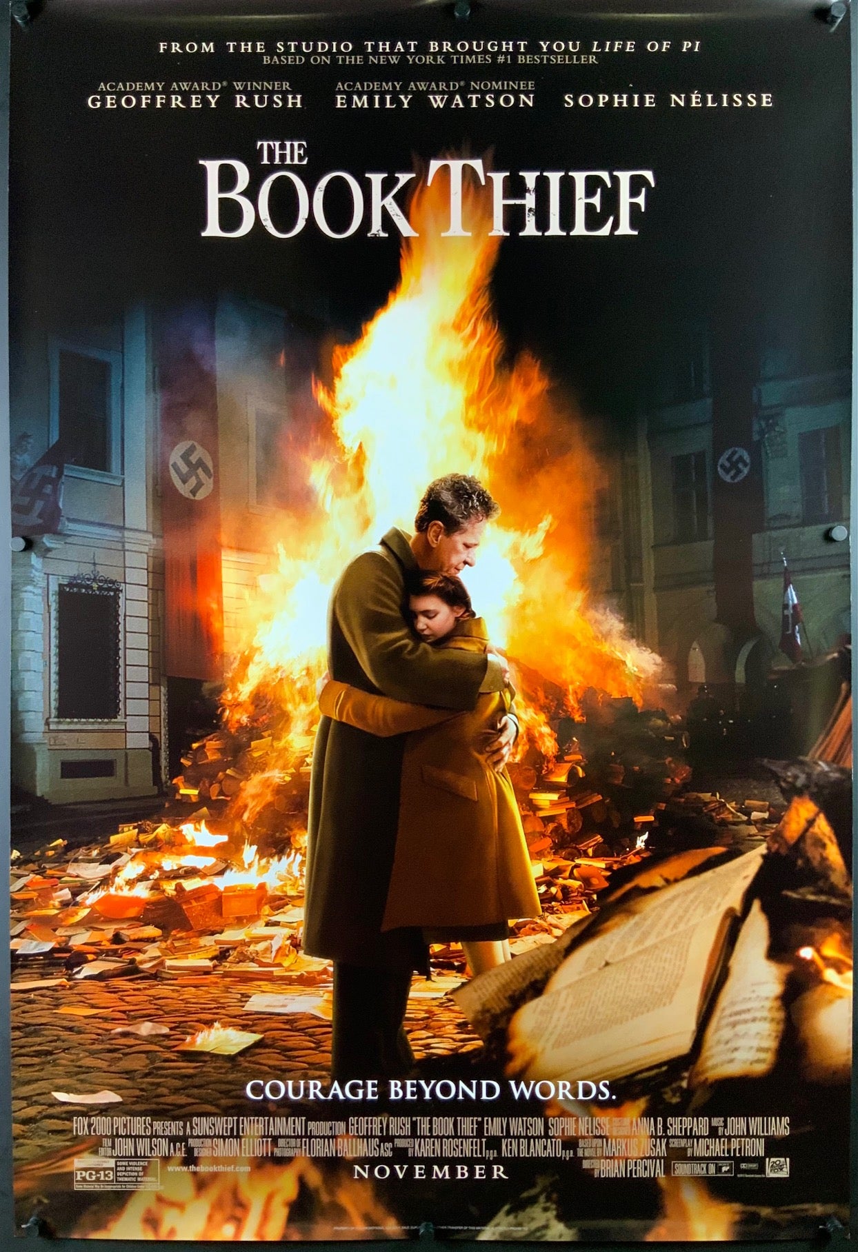 An original movie poster for the film The Book Thief