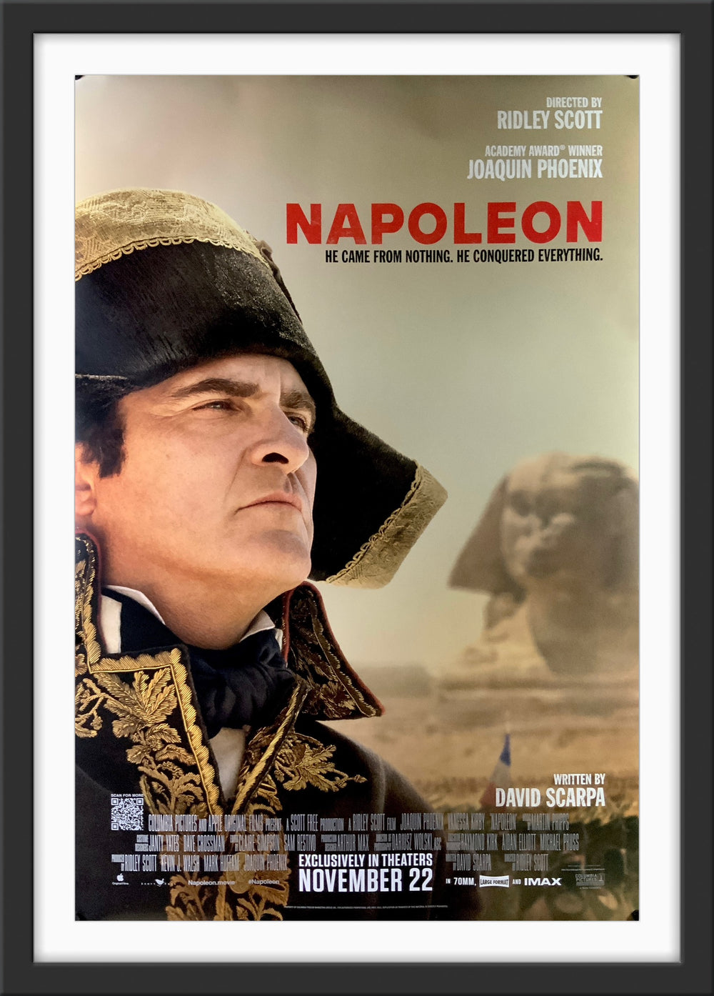 An original movie poster for the Ridley Scott film Napoleon