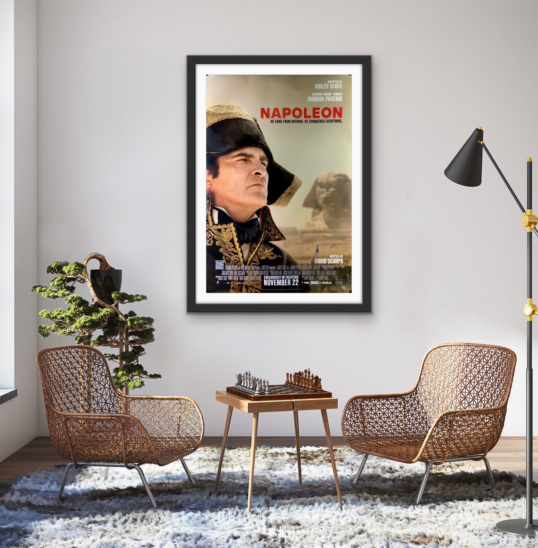 An original movie poster for the Ridley Scott film Napoleon