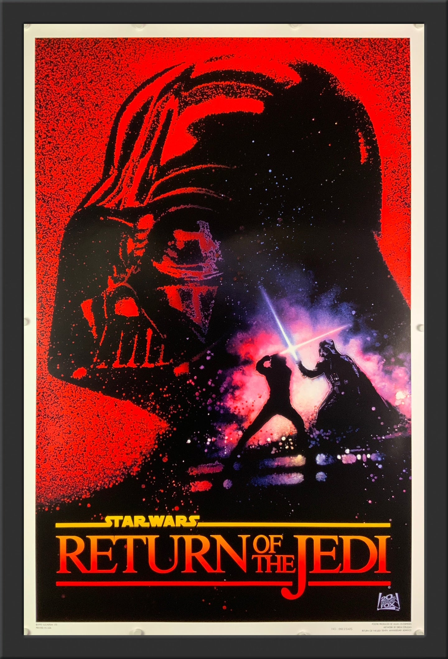 An original Killian one sheet movie poster with artwork by Drew Struzan for the Star Wars film Return of the Jedi