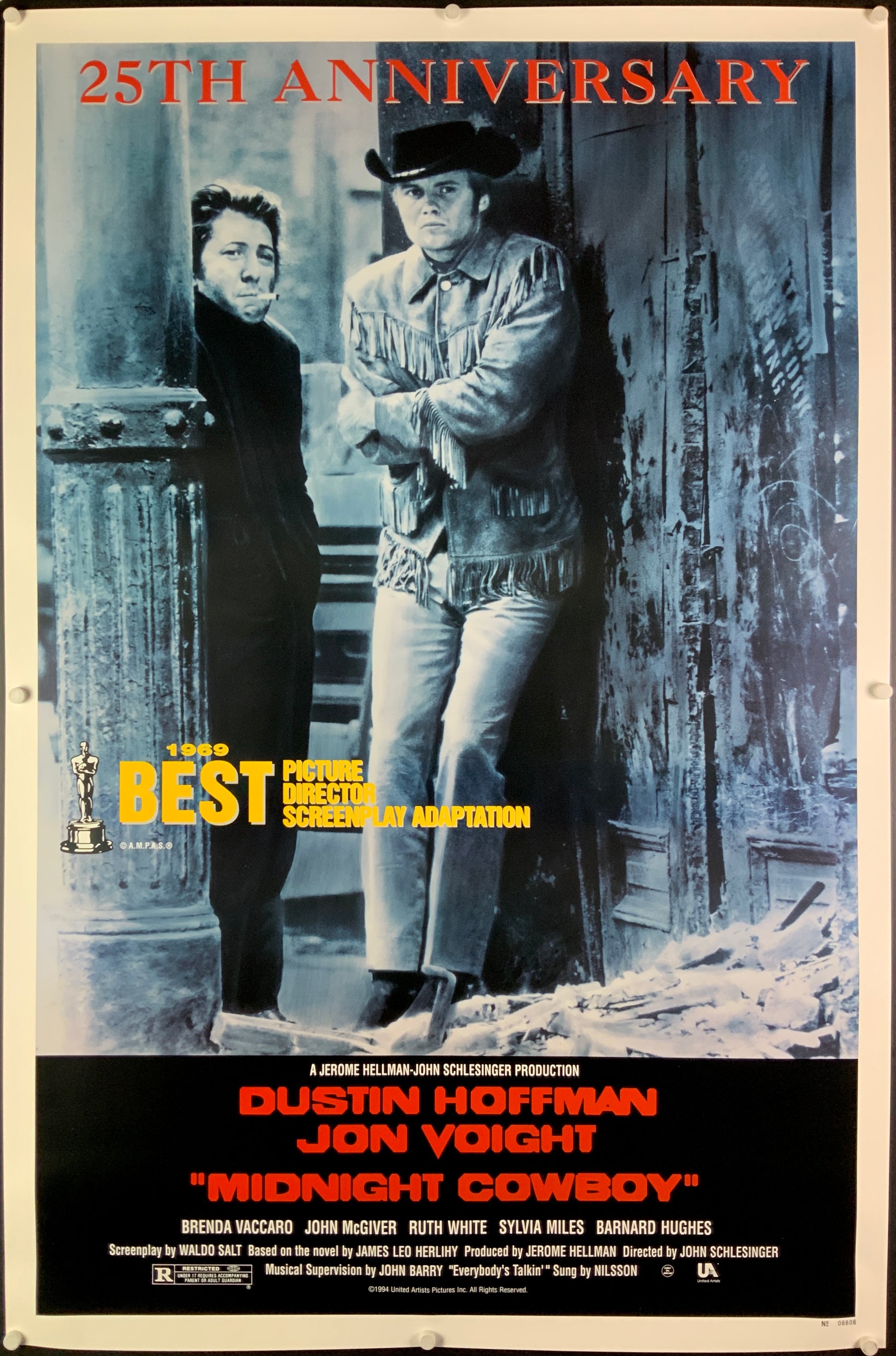 An original movie poster from the 25th anniversary release of Midnight Cowboy