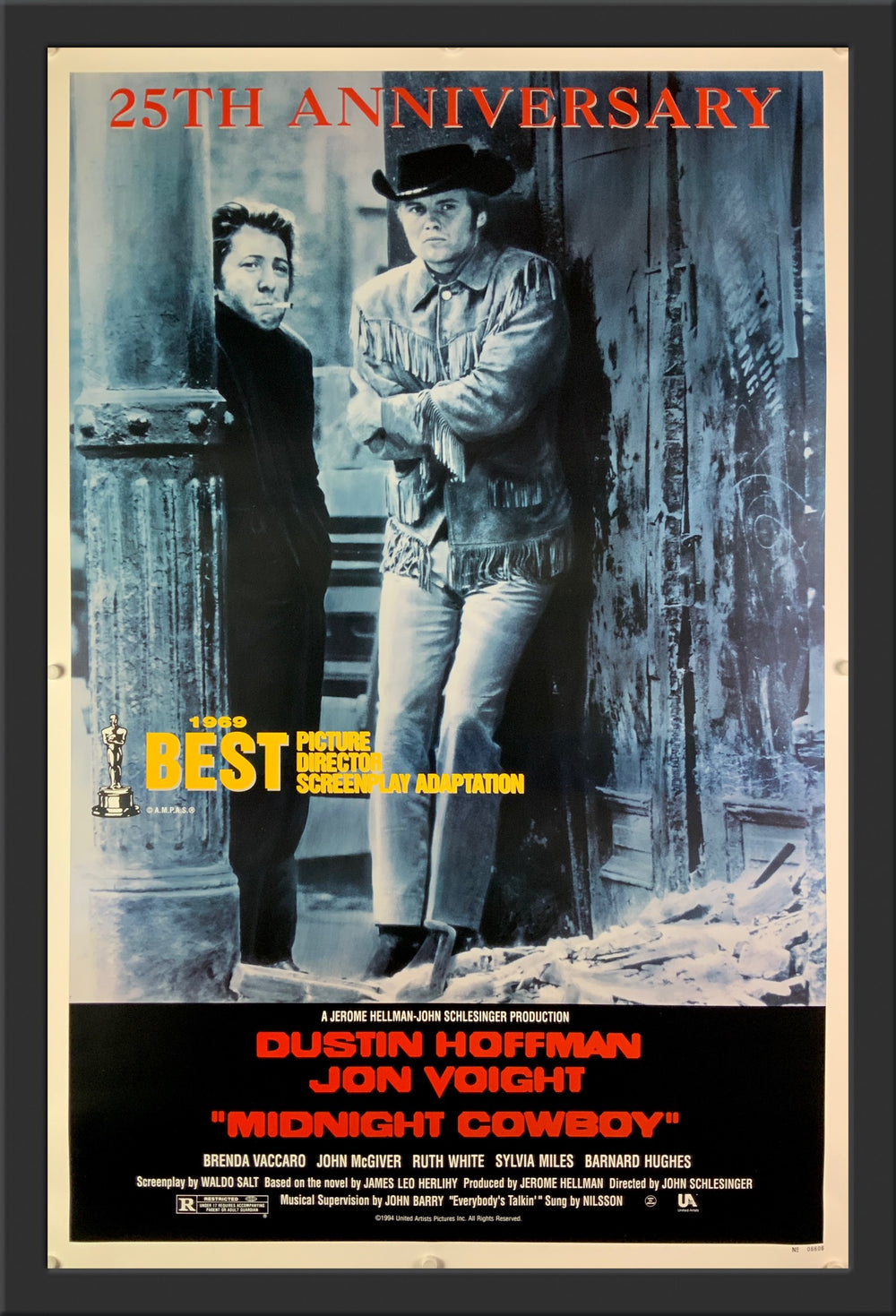 An original movie poster from the 25th anniversary release of Midnight Cowboy
