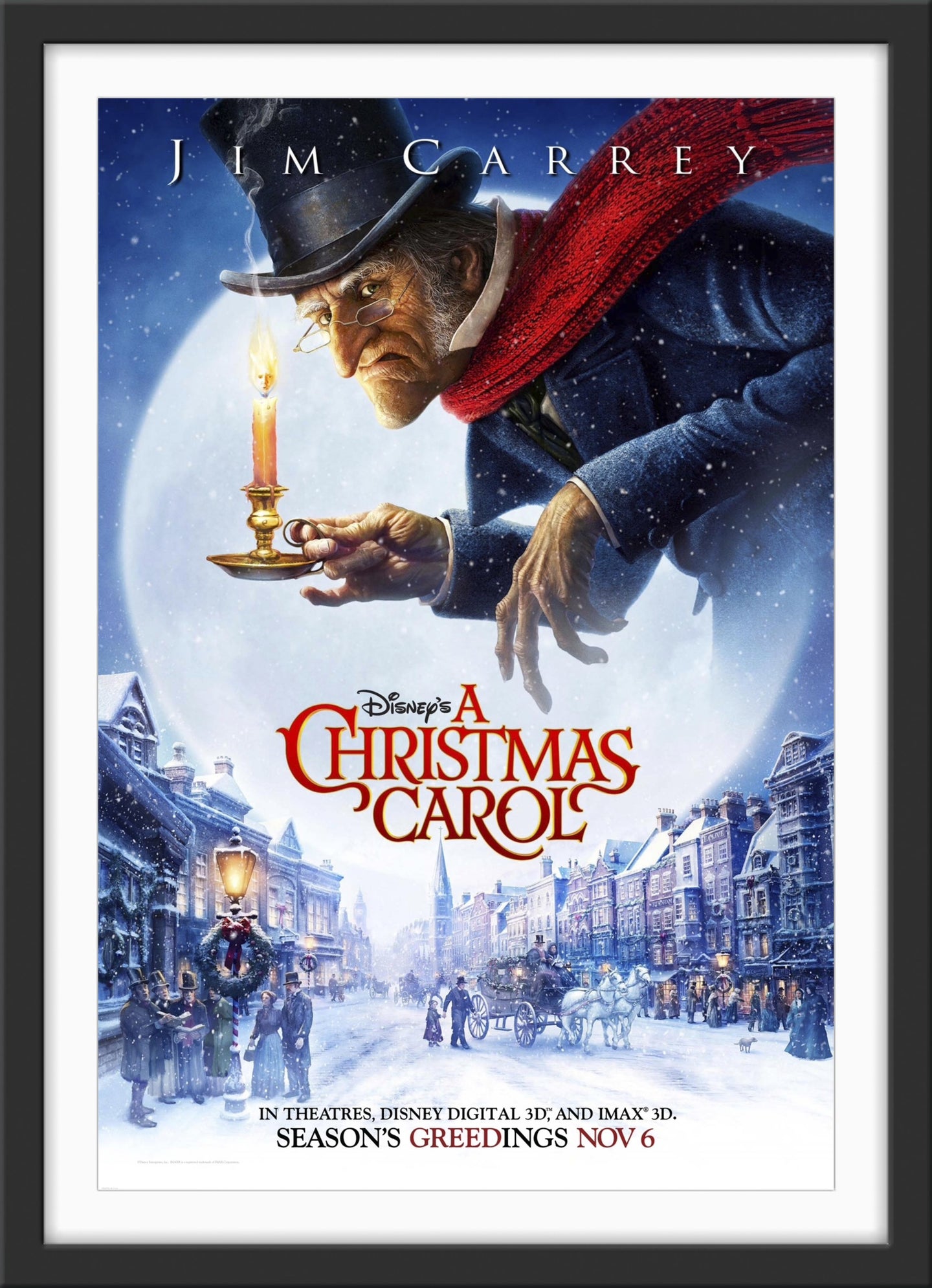 An original movie poster for the Jim Carrey movie A Christmas Carol - 2009