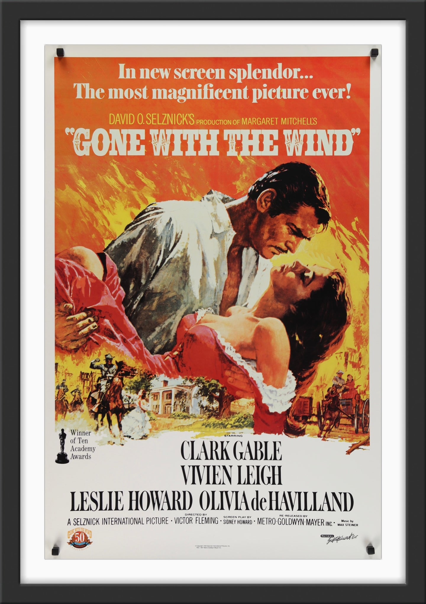 An original movie poster for the 50th anniversary release of Gone With The Wind