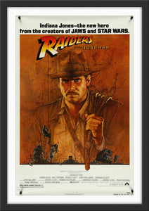 An original movie poster for the Indiana Jones film Raiders of the Lost Ark