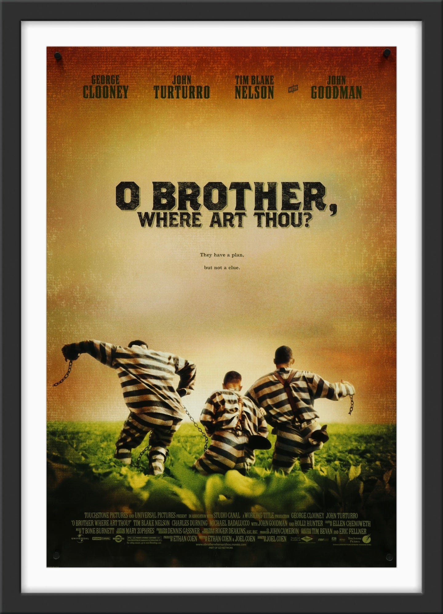 An original movie poster for the film O Brother, Where Art Thou? 