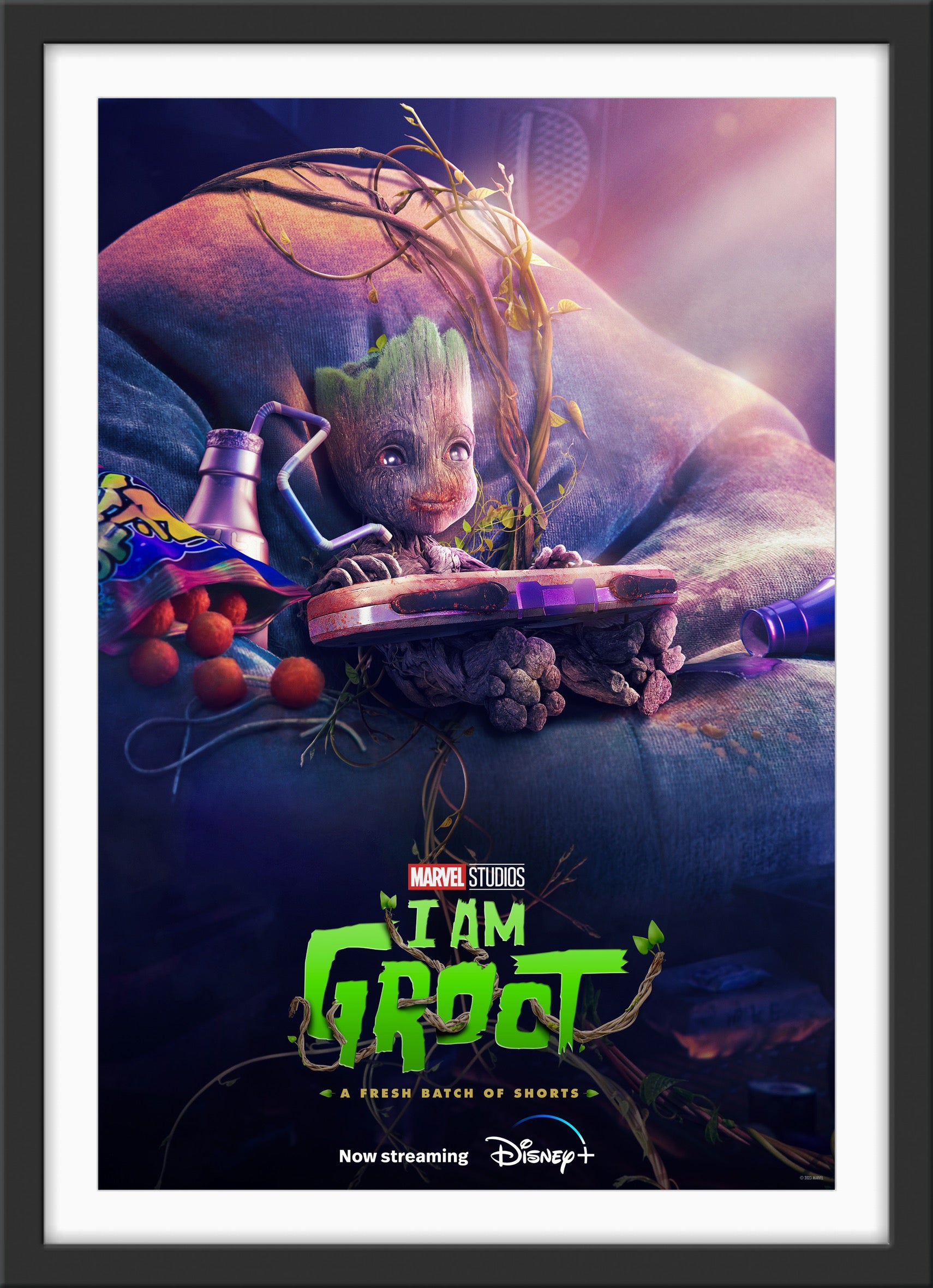 An original movie poster for the Disney+ TV show I am Groot series 2