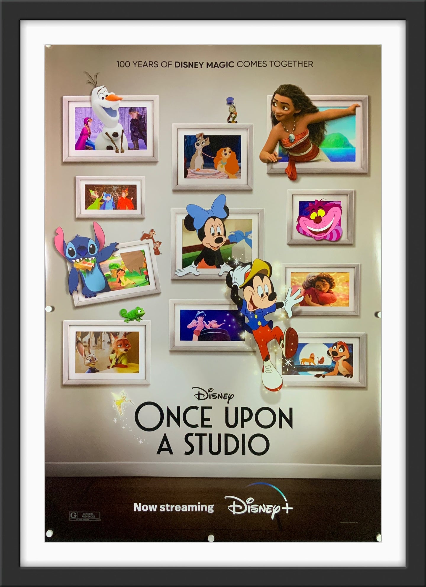 An original movie poster for the Disney+ film Once Upon A Studio