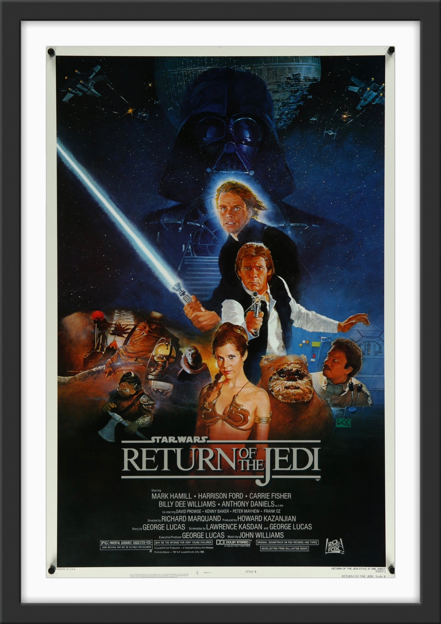 An original movie poster for the Star Wars film The Return of the Jedi with artwork by Kazuhiko Sano