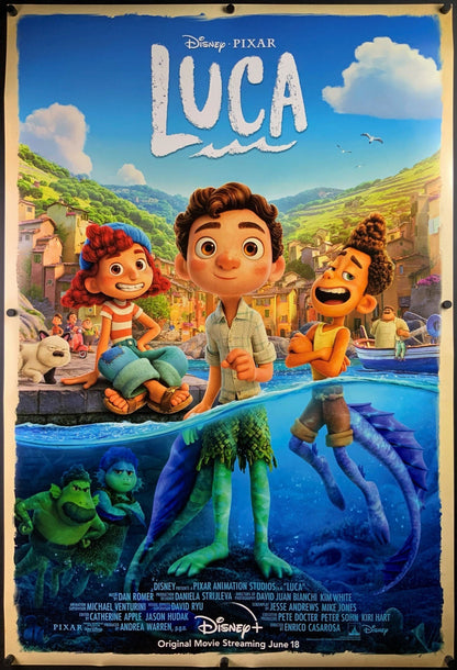 An original movie poster for the Disney / Pixar film Luca