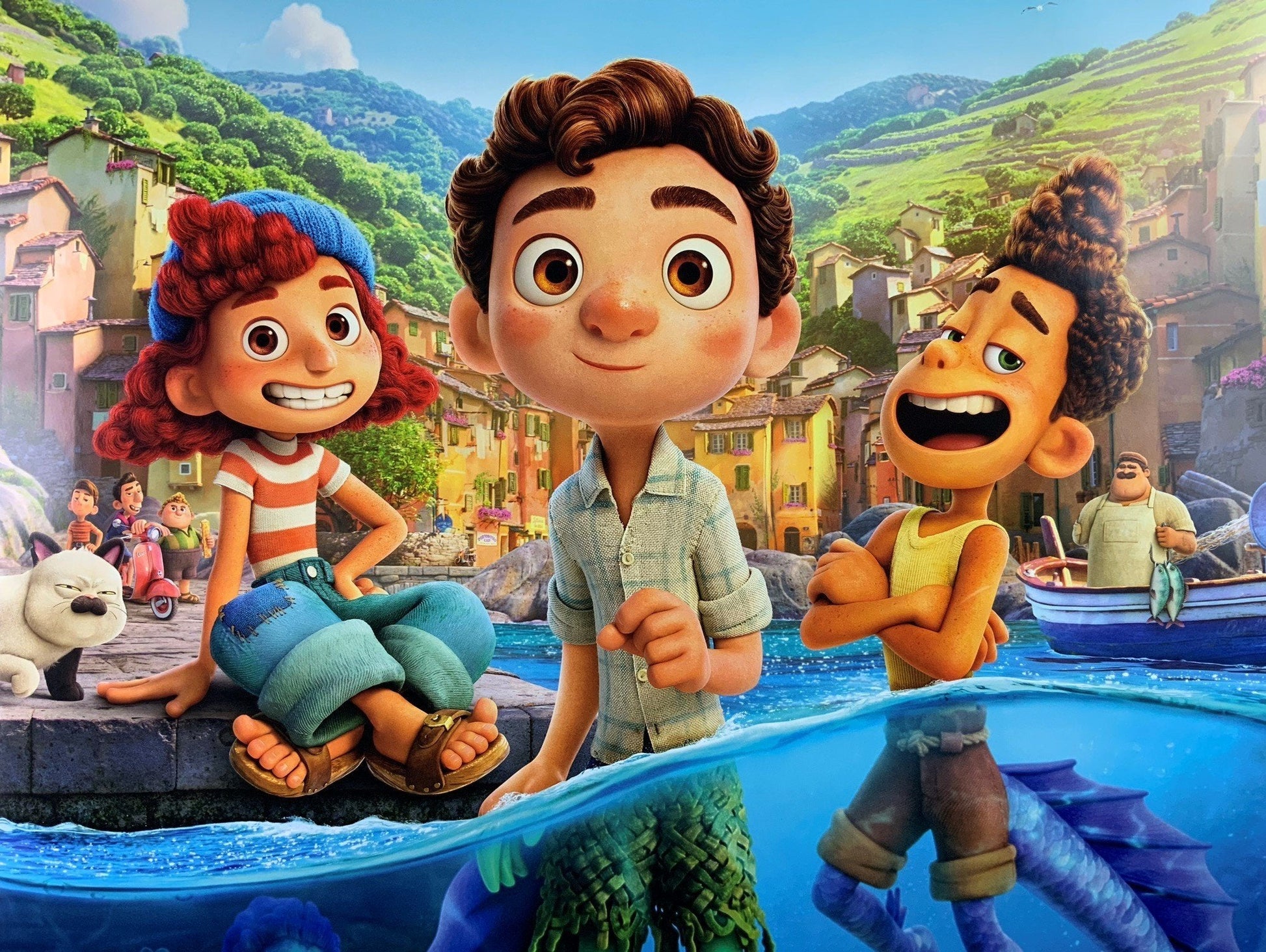An original movie poster for the Disney / Pixar film Luca
