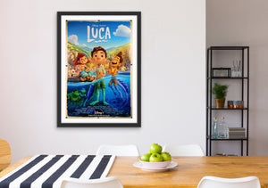 An original movie poster for the Disney / Pixar film Luca