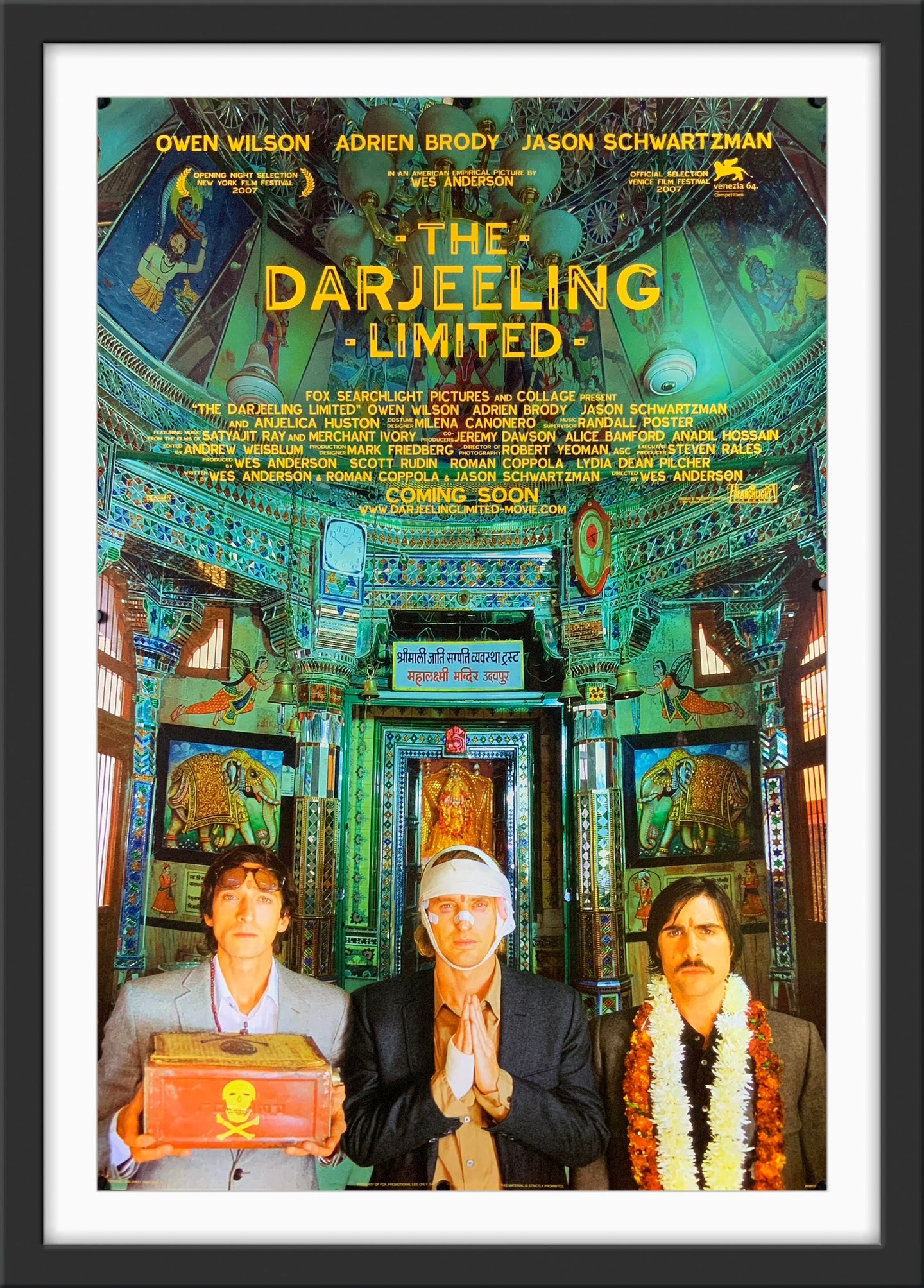 An original movie poster for the Wes Anderson film The Darjeeling Limited