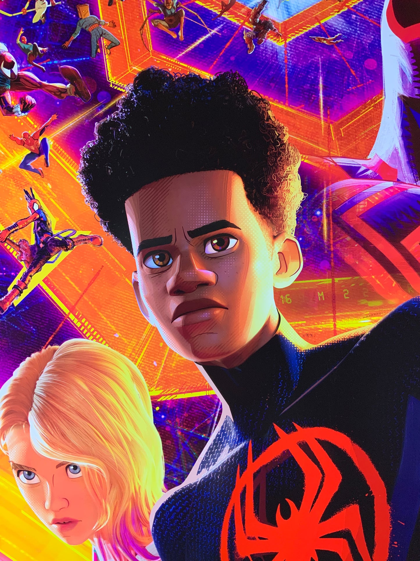 An original movie poster for the film Spider-Man Across The Spider-Verse