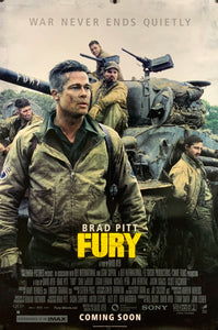 An original movie poster for the Brad Pitt filmFury