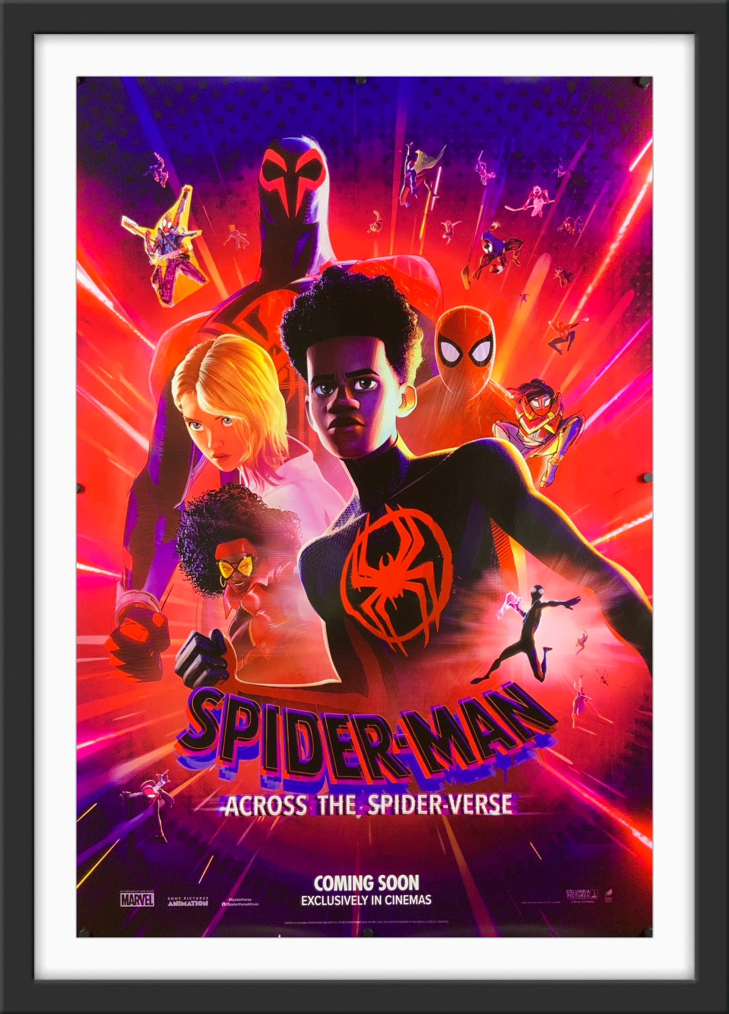 An original movie poster for the film Spider-Man Into The Spider-Verse