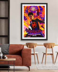 An original movie poster for the film Spider-Man Across The Spider-Verse