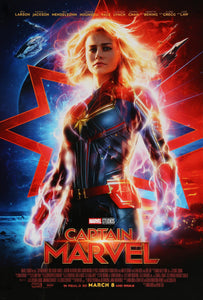 An original movie poster for the MCU film Captain Marvel