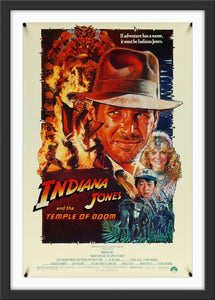 An original movie poster for the film Indiana Jones and Temple of Doom