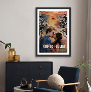 An original movie poster for the Baz Luhrmann film Romeo and Juliet