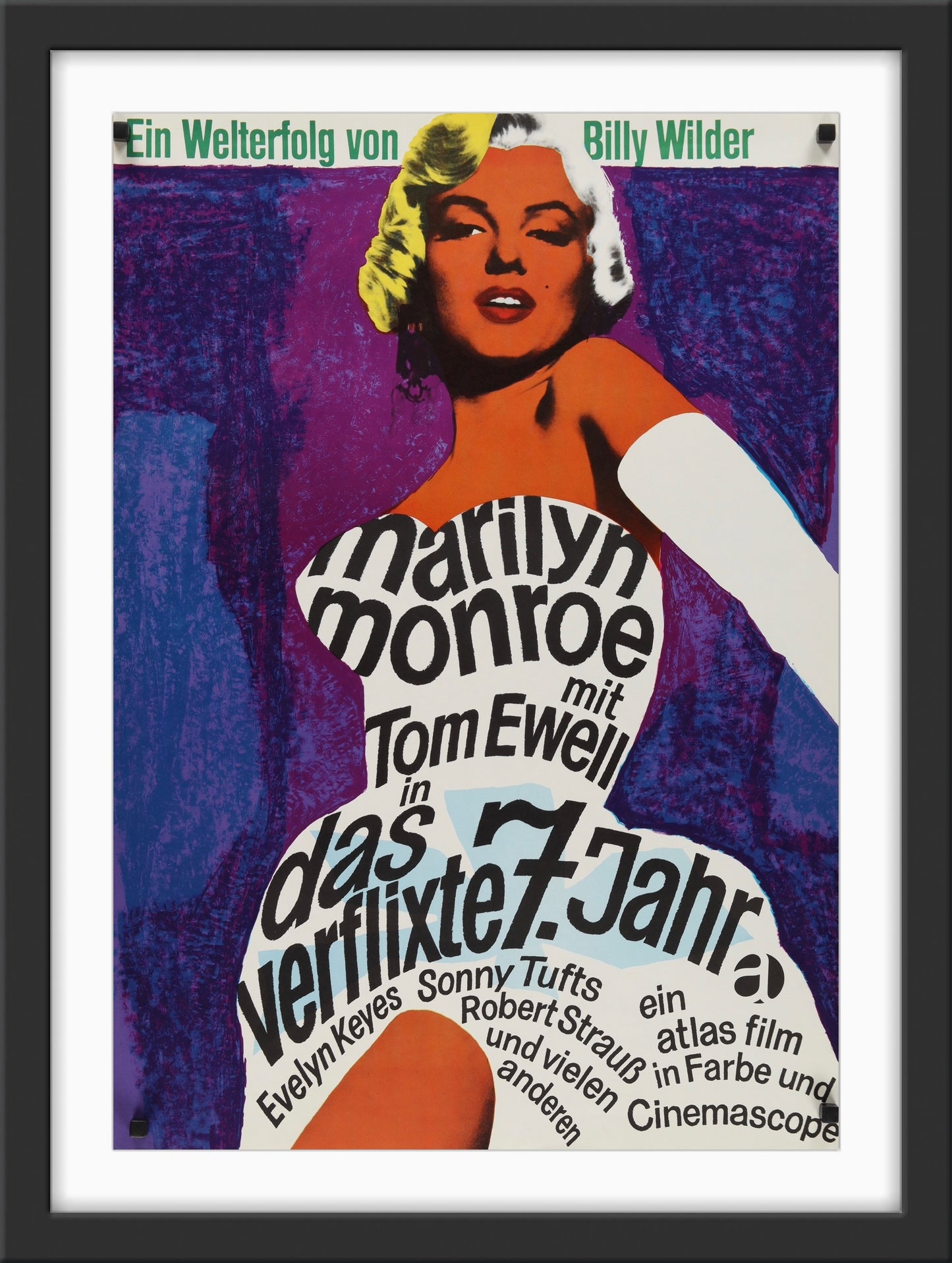 An original German movie poster for the Marilyn Monroe film The Seven Year Itch