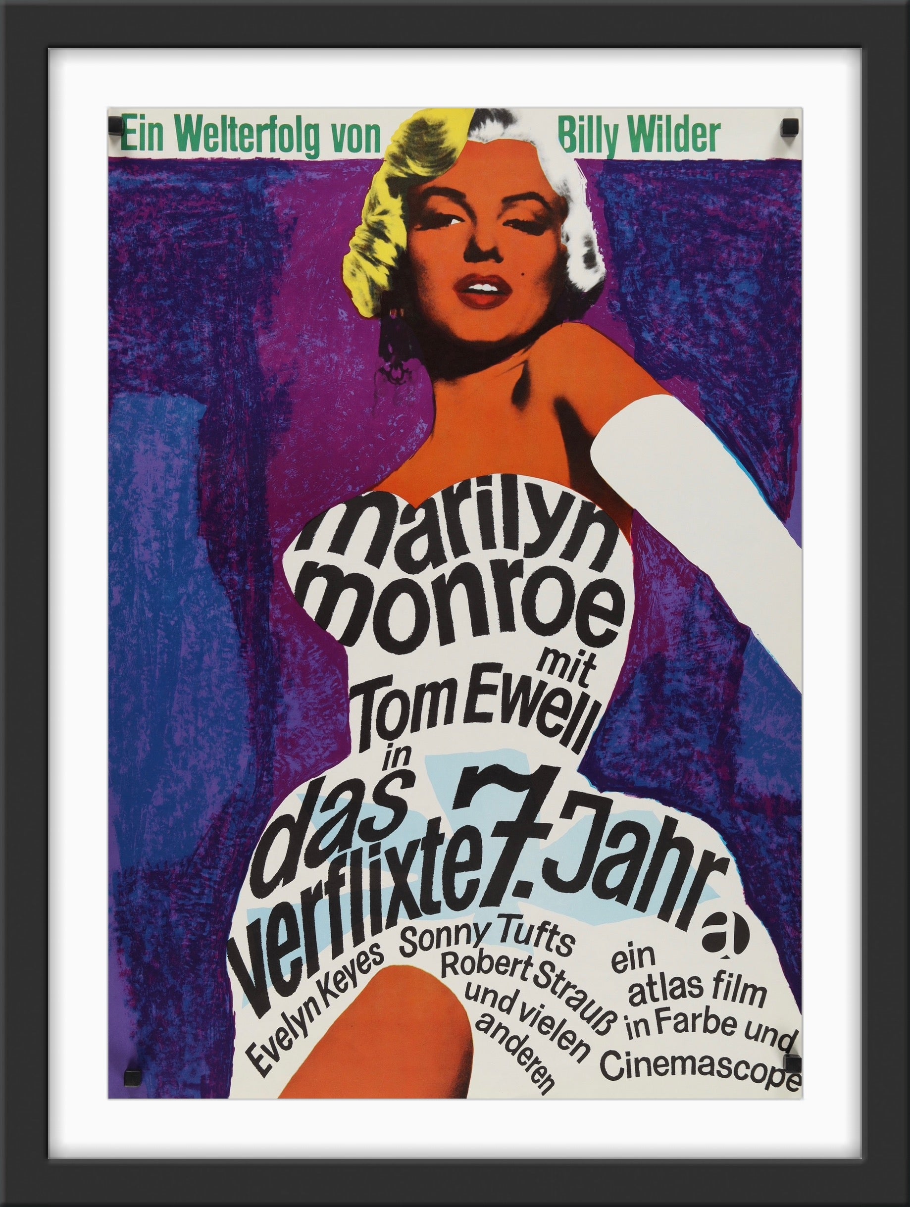 An original German movie poster for the Marilyn Monroe film The Seven Year Itch