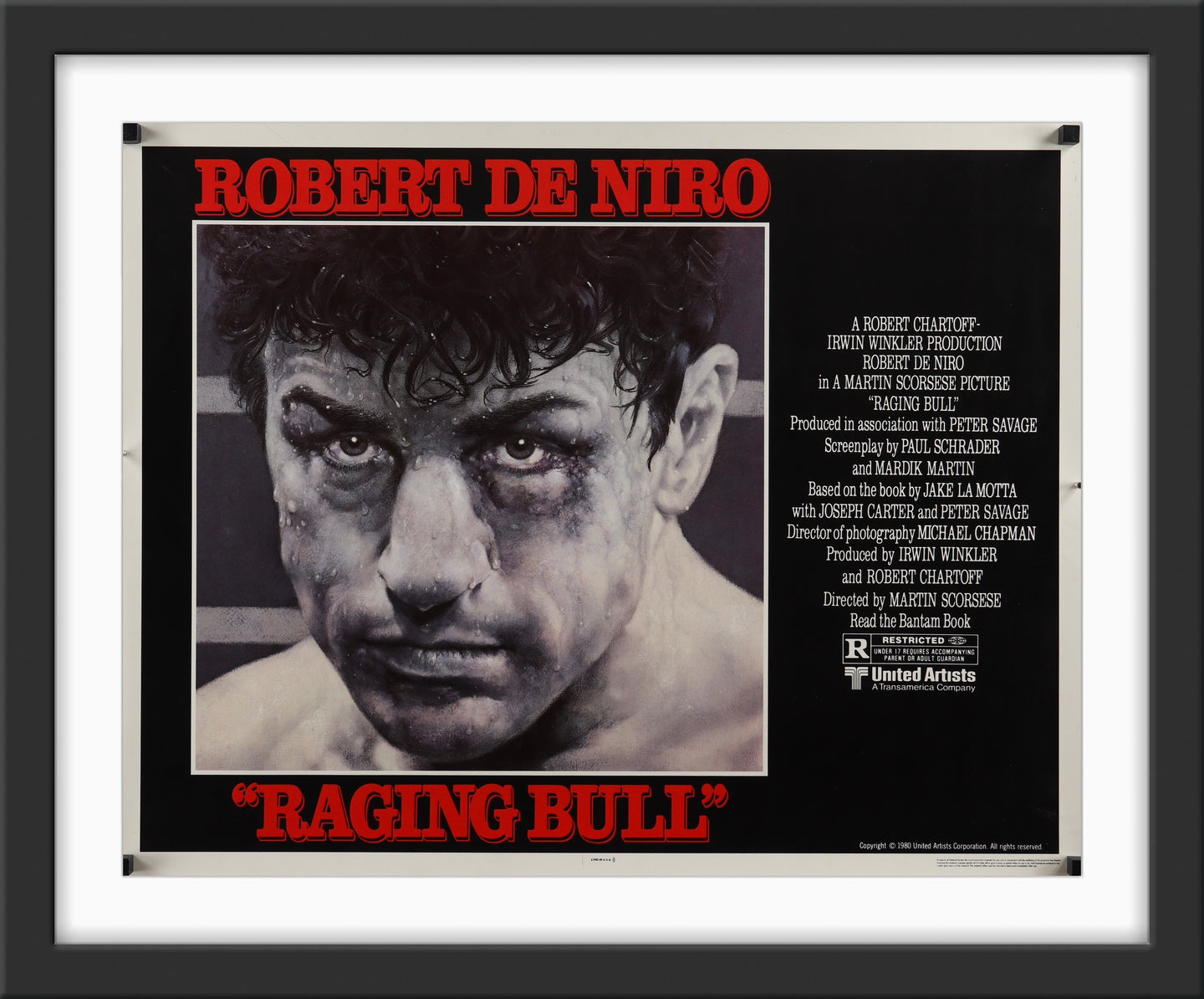 An original half sheet movie poster for the film Raging Bull