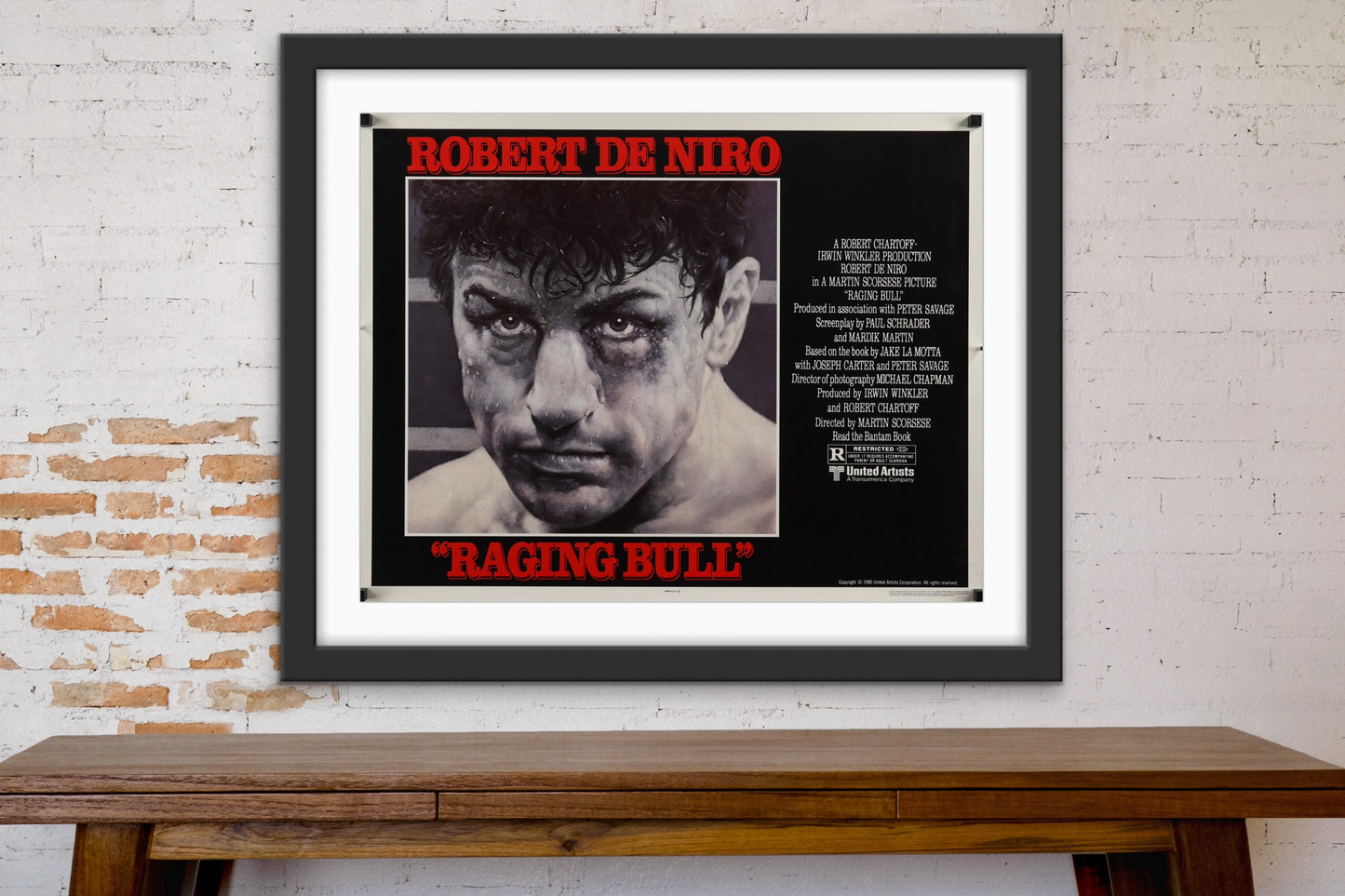 An original half sheet movie poster for the film Raging Bull