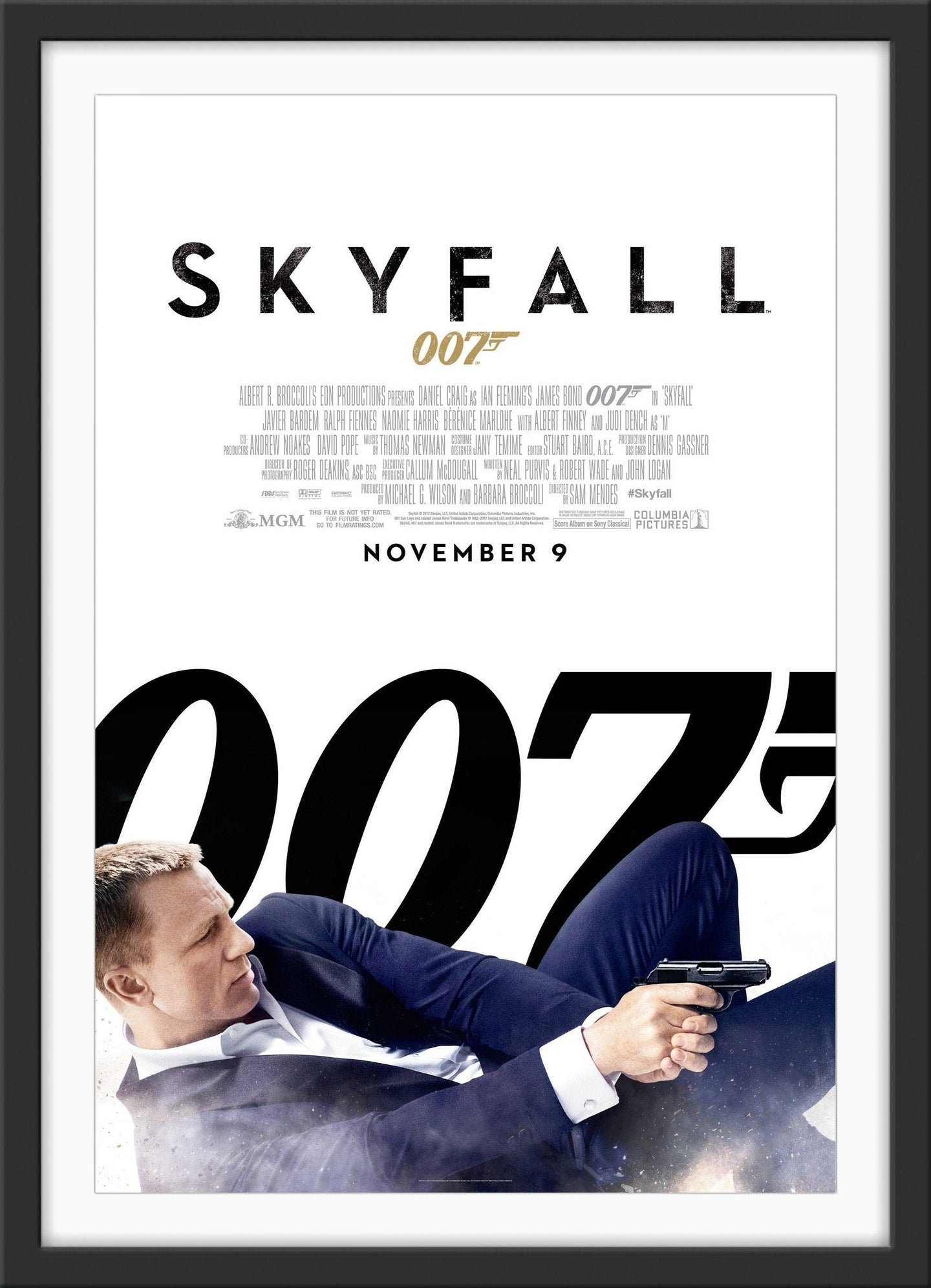 An original movie poster for the James Bond film Skyfall