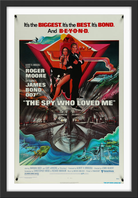 An original movie poster for the James Bond film The Spy Who Loved Me with art by Bob Peak