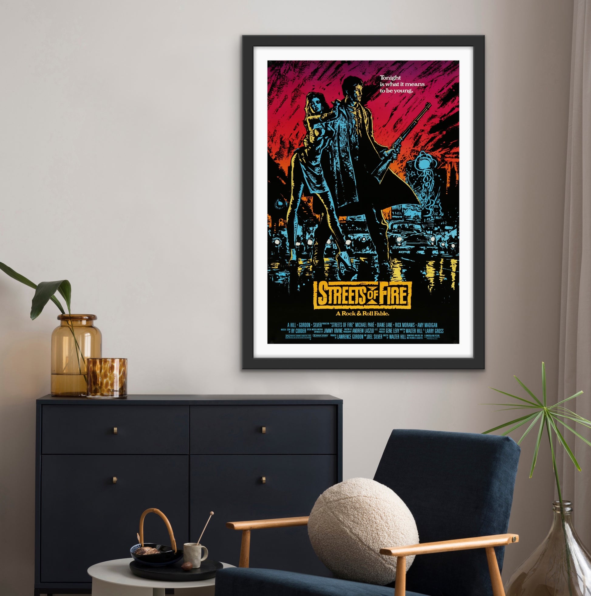 An original movie poster for the film Streets of Fire