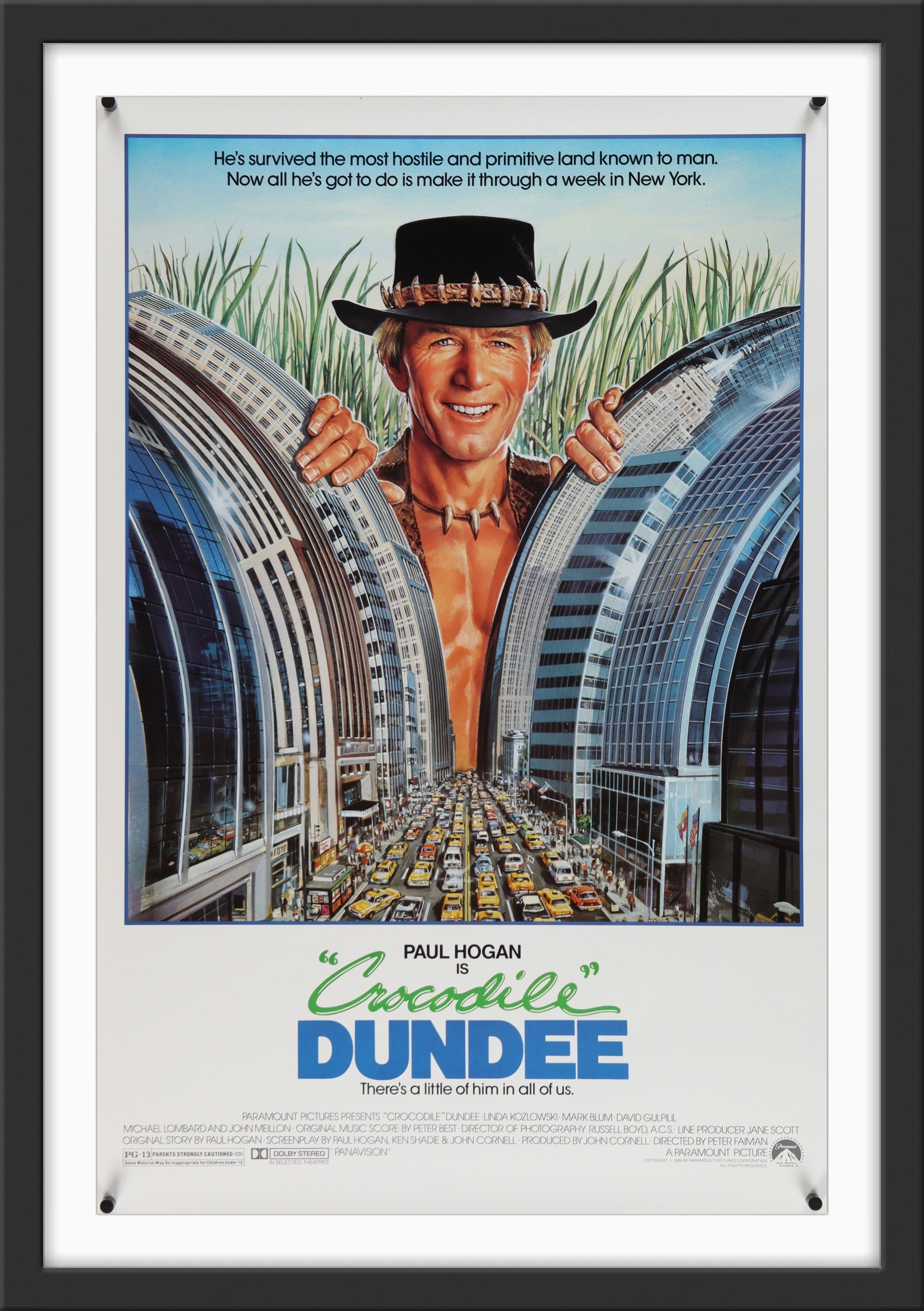 An original movie poster for the film Crocodile Dundee