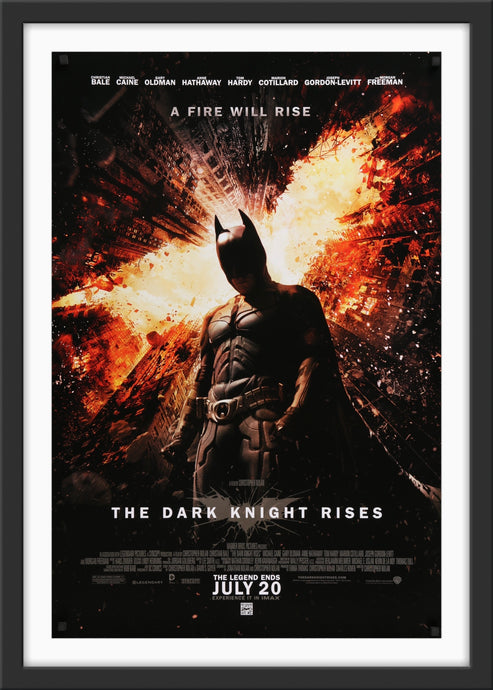 An original movie poster for the Christopher Nolan film The  Dark Knight Rises